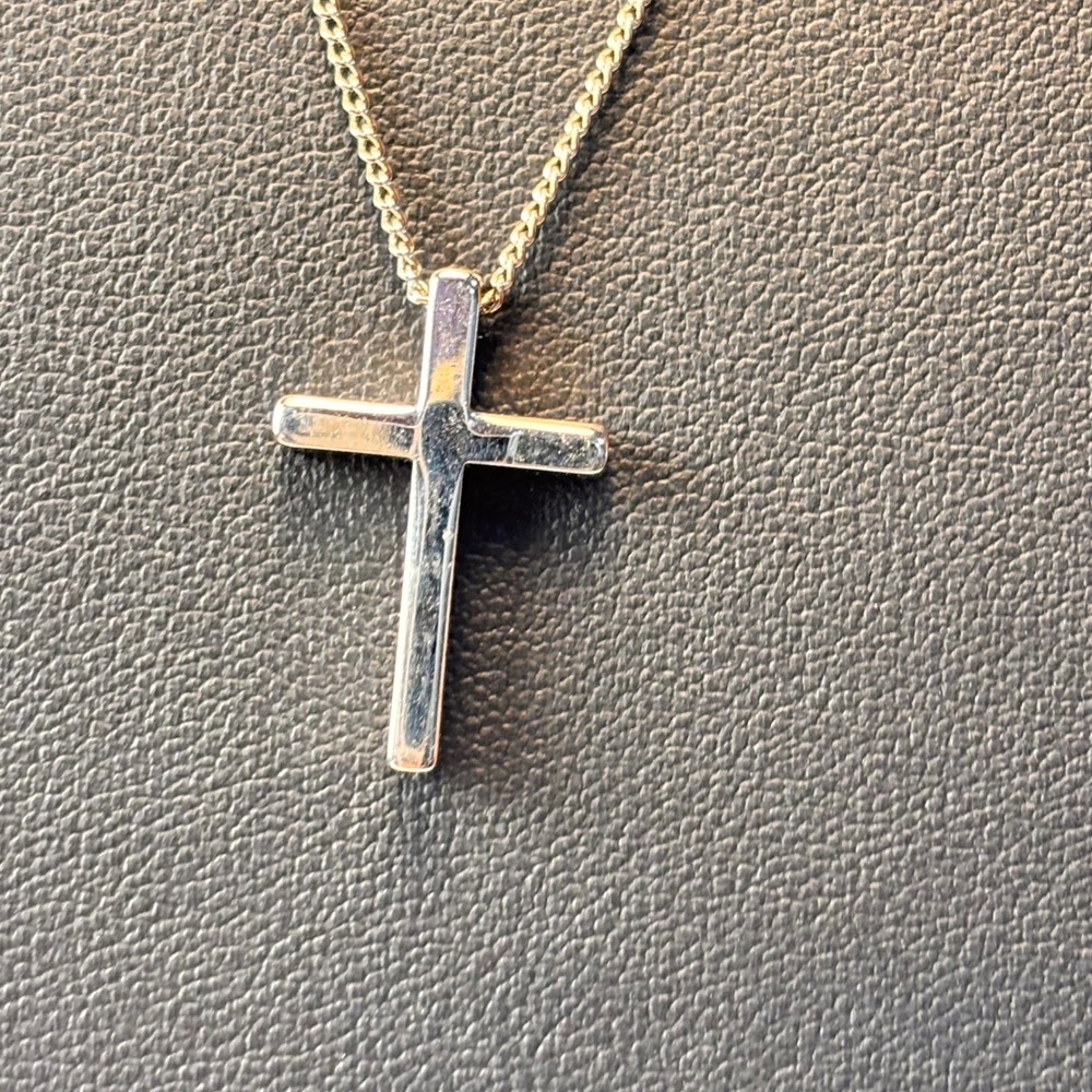 Vintage Cross Pendant Necklace Silver Tone Minimalist Goth Boho Jewelry